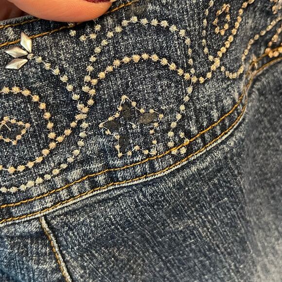 Vintage Jeans LA Blues Embellished Waist Flare Wide Leg Side Zip Y2K - Picture 10 of 10